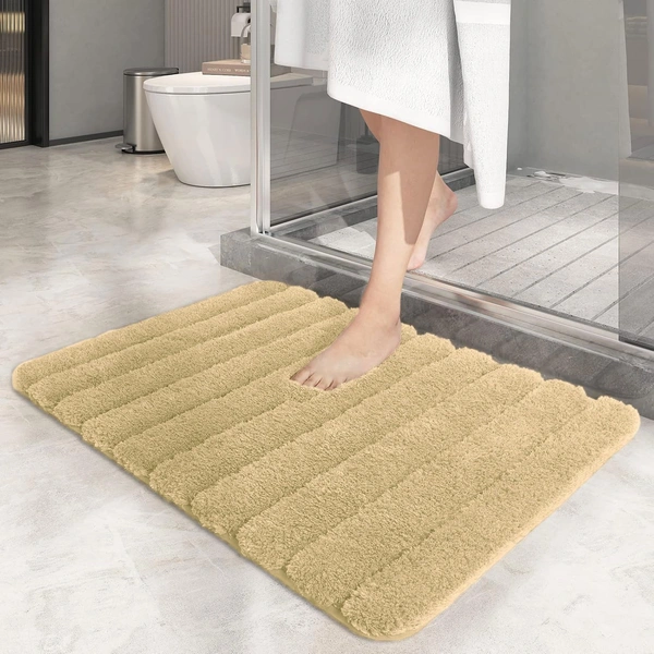 Luxe Home International Luxe Home Toronto Bathmat Super Soft Microfiber Non-Slip Bathroom mat for Home (40x60 cm, Gold) - 40x60 cm, Gold