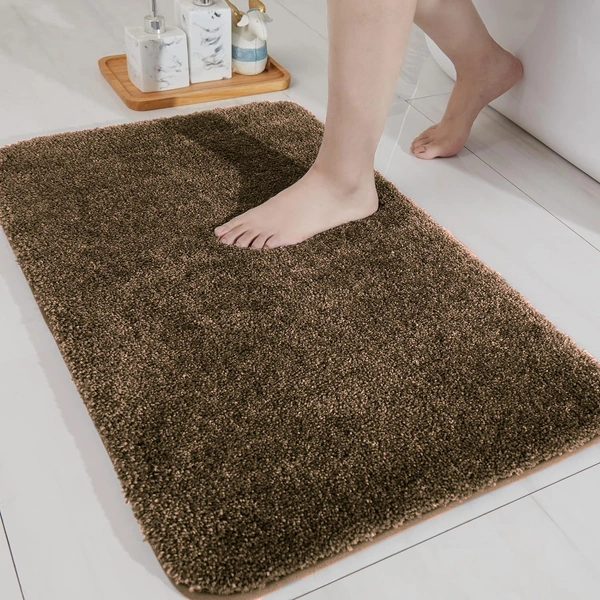 Luxe Home International Bathmat Newman Microfiber 2500 GSM Anti Slip ( Coffee, 40x60 cm, Pack of 1 ) - 40x60 cm, Coffee