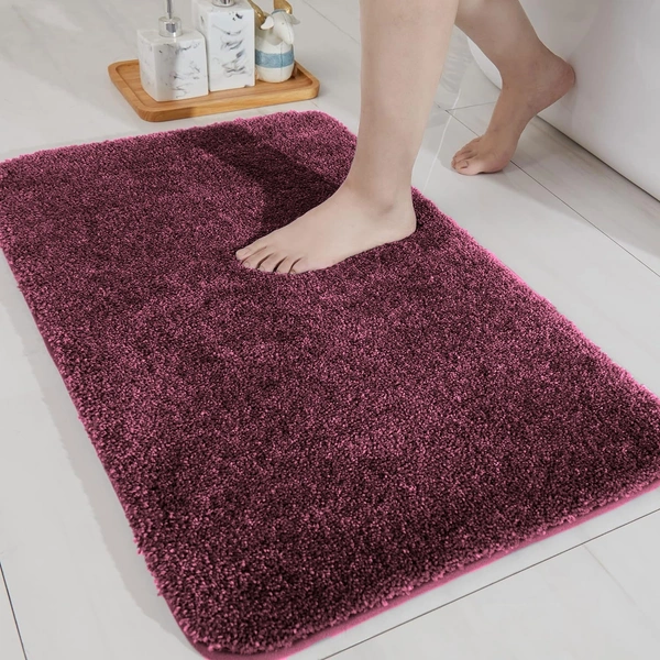 Luxe Home International Bathmat Newman Microfiber 2500 GSM Anti Slip ( wine, 40x60 cm, Pack of 1 ) - 40x60 cm, wine