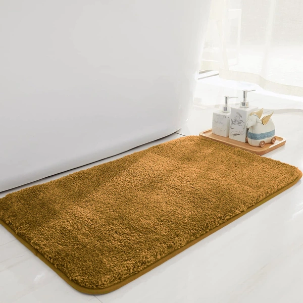 Luxe Home International Bathmat Newman Microfiber 2500 GSM Anti Slip ( Gold, 45x75 cm, Pack of 1 ) - 45x75 cm, Gold