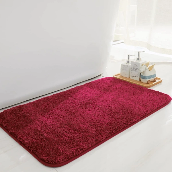 Luxe Home International Bathmat Newman Microfiber 2500 GSM Anti Slip ( Mahroon, 45x75 cm, Pack of 1 ) - 45x75 cm, Mahroon
