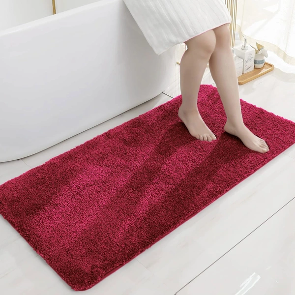 Luxe Home International Bathmat Newman Microfiber 2500 GSM Anti Slip ( Mahroon, 60x90 cm, Pack of 1 ) - 60x90 cm, Mahroon