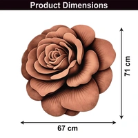 Luxe Home International Mat 3D Rose Flower Shaped Floral Design, Soft, Anti Slip Skid, Floor Mat for Bathroom, Bedroom, Living Room, Balcony (Brown, 67x71 cm) - 67x71 cm, Brown Rose