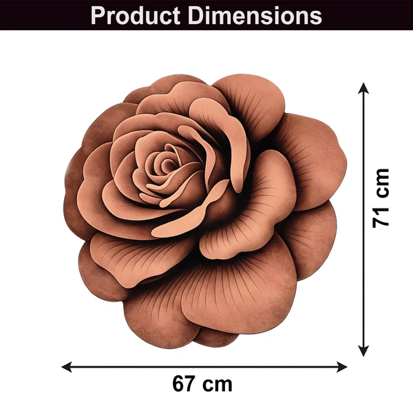 Luxe Home International Mat 3D Rose Flower Shaped Floral Design, Soft, Anti Slip Skid, Floor Mat for Bathroom, Bedroom, Living Room, Balcony (Brown, 67x71 cm) - 67x71 cm, Brown Rose