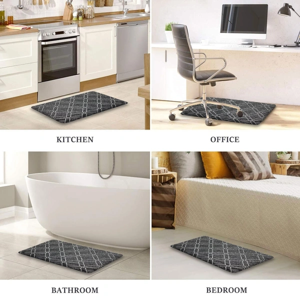 Luxe Home International Phuket PVC Loop Utility Anti-Fatigue Kitchen Mat Non-Slip Cushioned Comfort Mat - Plaid Pattern Standing Desk Mat - Waterproof and Easy to Clean for Home and Office - 40x60 cm, Grey