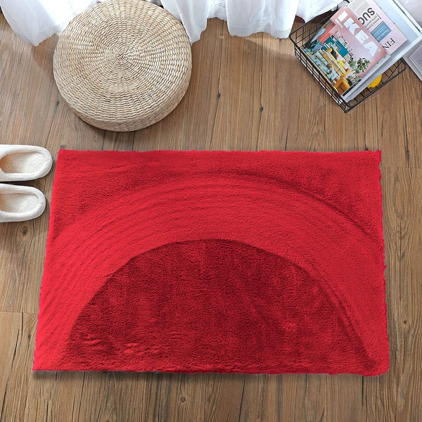 Luxe Home International Rectangular Bath Mat Super Soft Anti Skid Rabbit Fur Mats For Bathroom (40X60 Cm, Maroon) Pack Of 1 - 40x60 cm, Maroon