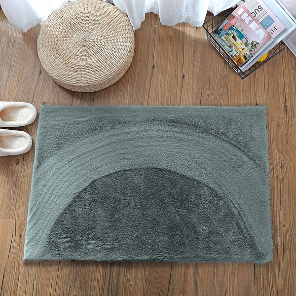 Luxe Home International Rectangular Bath mat Super Soft Anti Skid Rabbit Fur Mats For Bathroom (40X60 Cm,Seige) Pack Of 1,Grey - 40x60 cm, Seige