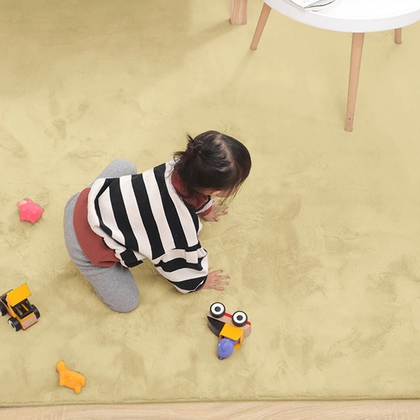 Luxe Home International Ruffle Floor Rug Rabbit Fur 1000 Gsm Living Room Foot Mats Anti Skid Water Absorbent Easy Machine Washable Rectangular Rug For Bedroom|Floor|3 X 5 Ft|Gold|Pack Of 1 - 3x5 Ft, Gold