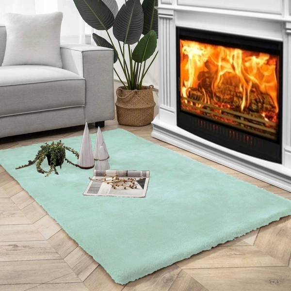 Luxe Home International Rabbit Fur Super Soft Non Slip Floor Carpets for Bedroom, Livingroom - 3x5 Ft, Lime