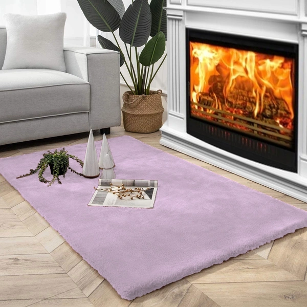 Luxe Home International Rectangular Carpet Super Soft Anti Skid Rabbit Fur (1000 Gsm) Bathroom Mats For Bedroom, Door, Kitchen Floor (3 X 5 Ft, Lilac) Pack Of 1 - 3x5 Ft, Lilca