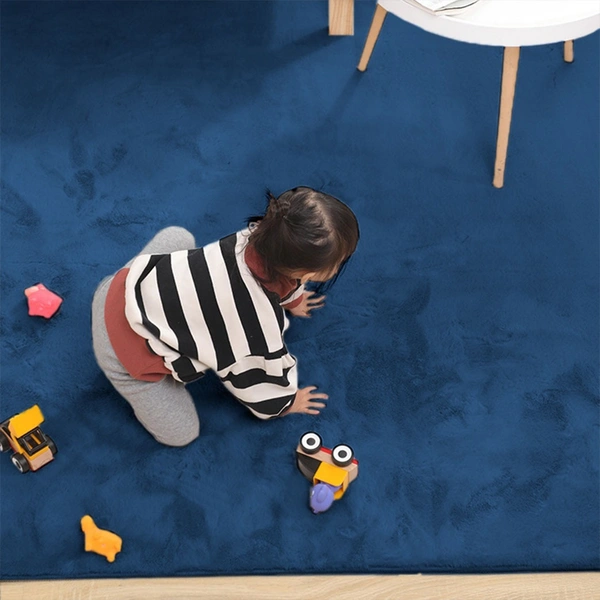 Luxe Home International Rabbit Fur Rectangular Carpet Soft Anti Slip Skid Rufle Mats For Bathroom Door 3X5 Feet (Teal) Pc 1 - 3x5 Ft, Teal