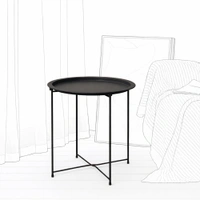 Luxe Home International Round Metal Side Table for Living Room & Bedroom Modern Bedside Table, Coffee Table, Corner Table with Sturdy Iron Frame, 33x33x48-Small - 33x33x48cm, Black