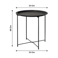 Luxe Home International Round Metal Side Table for Living Room & Bedroom Modern Bedside Table, Coffee Table, Corner Table with Sturdy Iron Frame, 33x33x48-Small - 33x33x48cm, Black