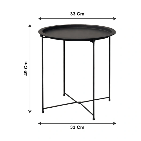 Luxe Home International Round Metal Side Table for Living Room & Bedroom Modern Bedside Table, Coffee Table, Corner Table with Sturdy Iron Frame, 33x33x48-Small - 33x33x48cm, Black