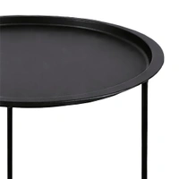 Luxe Home International Round Metal Side Table for Living Room & Bedroom Modern Bedside Table, Coffee Table, Corner Table with Sturdy Iron Frame, 33x33x48-Small - 33x33x48cm, Black