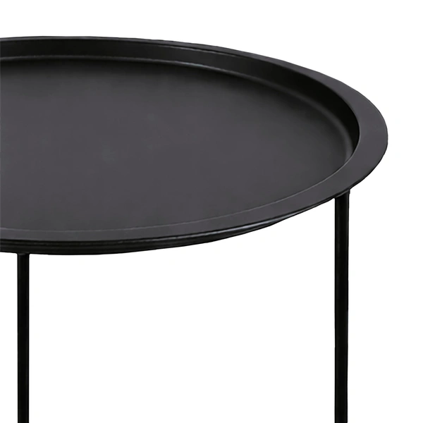 Luxe Home International Round Metal Side Table for Living Room & Bedroom Modern Bedside Table, Coffee Table, Corner Table with Sturdy Iron Frame, 33x33x48-Small - 33x33x48cm, Black