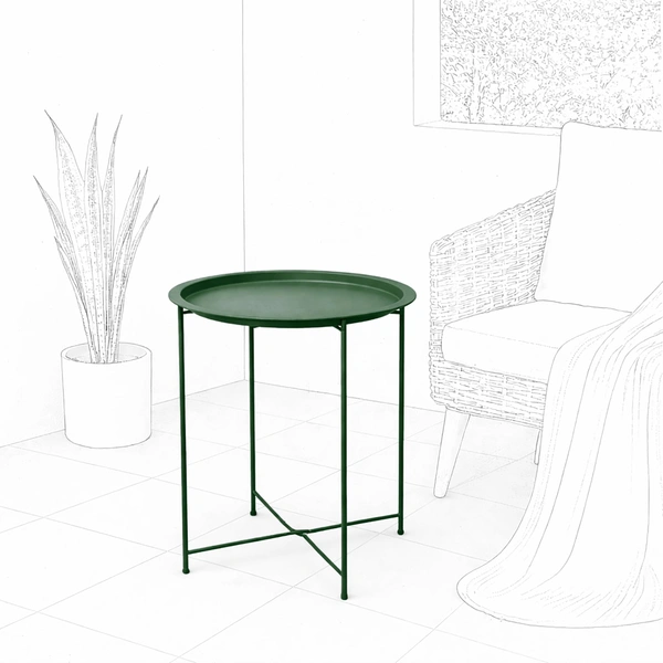 Luxe Home International Round Metal Side Table for Living Room & Bedroom Modern Bedside Table, Coffee Table, Corner Table with Sturdy Iron Frame, Blue, 33x33x48-Small - 33x33x48cm, Green