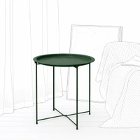 Luxe Home International Round Metal Side Table for Living Room & Bedroom Modern Bedside Table, Coffee Table, Corner Table with Sturdy Iron Frame, Blue, 33x33x48-Small - 33x33x48cm, Green
