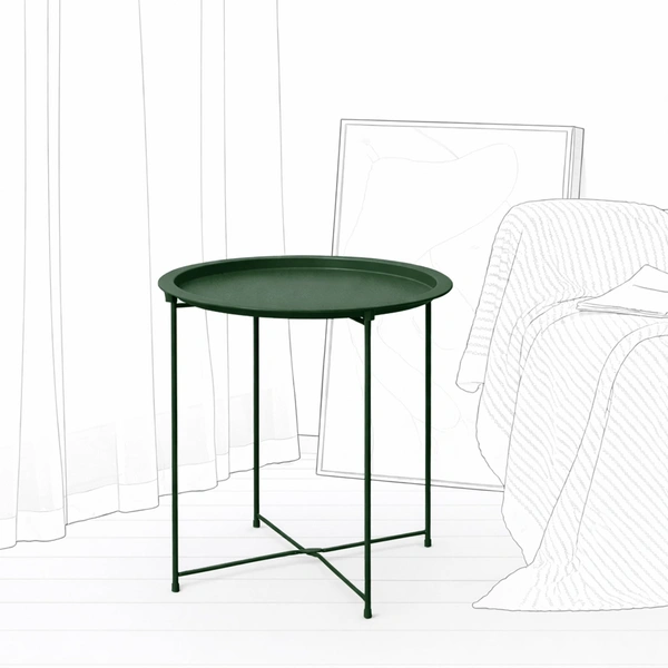 Luxe Home International Round Metal Side Table for Living Room & Bedroom Modern Bedside Table, Coffee Table, Corner Table with Sturdy Iron Frame, Blue, 33x33x48-Small - 33x33x48cm, Green