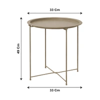 Luxe Home International Round Metal Side Table for Living Room & Bedroom Modern Bedside Table, Coffee Table, Corner Table with Sturdy Iron Frame, Silver, 33x33x48-Small - 33x33x48cm, Taupe
