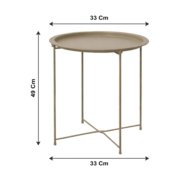 Luxe Home International Round Metal Side Table for Living Room & Bedroom Modern Bedside Table, Coffee Table, Corner Table with Sturdy Iron Frame, Silver, 33x33x48-Small - 33x33x48cm, Taupe