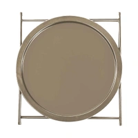 Luxe Home International Round Metal Side Table for Living Room & Bedroom Modern Bedside Table, Coffee Table, Corner Table with Sturdy Iron Frame, Silver, 33x33x48-Small - 33x33x48cm, Taupe