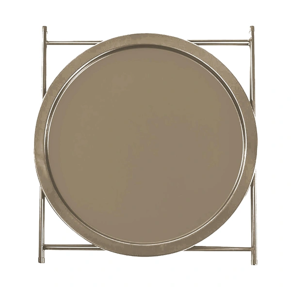 Luxe Home International Round Metal Side Table for Living Room & Bedroom Modern Bedside Table, Coffee Table, Corner Table with Sturdy Iron Frame, Silver, 33x33x48-Small - 33x33x48cm, Taupe