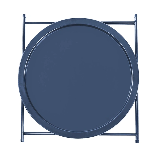 Luxe Home International Round Metal Side Table for Living Room & Bedroom Modern Bedside Table, Coffee Table, Corner Table with Sturdy Iron Frame, Black, 33x33x48-Small - 33x33x48cm, Blue