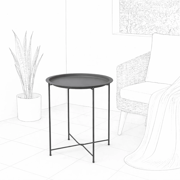 Luxe Home International Round Metal Side Table for Living Room & Bedroom Modern Bedside Table, Coffee Table, Corner Table with Sturdy Iron Frame, Green, 33x33x48-Small - 33x33x48cm, Silver