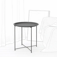 Luxe Home International Round Metal Side Table for Living Room & Bedroom Modern Bedside Table, Coffee Table, Corner Table with Sturdy Iron Frame, Green, 33x33x48-Small - 33x33x48cm, Silver