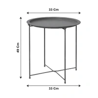 Luxe Home International Round Metal Side Table for Living Room & Bedroom Modern Bedside Table, Coffee Table, Corner Table with Sturdy Iron Frame, Green, 33x33x48-Small - 33x33x48cm, Silver