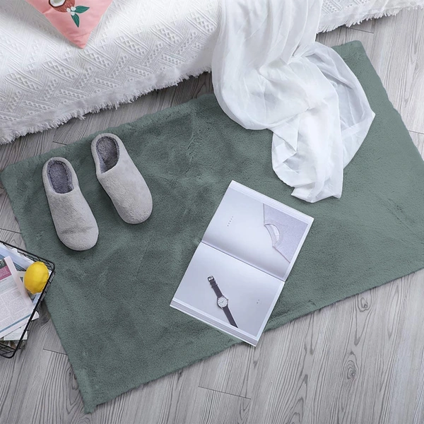 Luxe Home International Ruffle Bath Mat Rabbit Fur 1000 Gsm Bathroom Door Rectangular Foot Mats Anti Skid Water Absorbent Easy Machine Washable Rug For Entrance|Kitchen Floor|45X75 Cm|Seige|Pack Of 1 - 45x75 cm, Seige