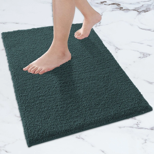 Luxe Home International Bathmat Sensuous Microfiber 2500 GSM Anti-Skid ( H.Green , 40 Cm x 60 Cm , Pack of 1 ) - 40x60 cm, Anthra