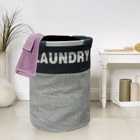 Luxe Home International Laundry Basket for Clothes Foldable, Waterproof Premium Aluminum Laundry Hamper Perfect for Bathroom, Bedroom, Kitchen (Round) Black - 40x40x55 Cm, Black