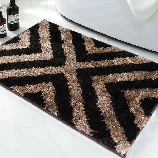 Luxe Home International Tokyo Crosswave Bathmat Microfiber Anti Skid Super Soft 1 Pieces ( Coffee, 45 Cm x 75 Cm ) - 45x75 cm, Coffee
