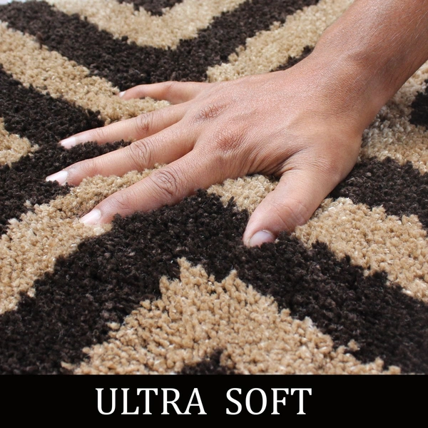 Luxe Home International Tokyo Crosswave Bathmat Microfiber Anti Skid Super Soft 1 Pieces ( Coffee, 45 Cm x 75 Cm ) - 45x75 cm, Coffee