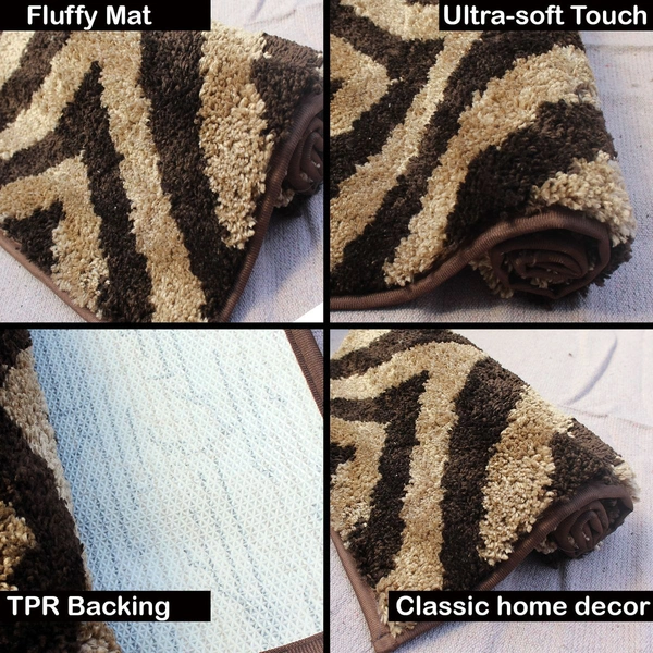 Luxe Home International Tokyo Crosswave Bathmat Microfiber Anti Skid Super Soft 1 Pieces ( Coffee, 45 Cm x 75 Cm ) - 45x75 cm, Coffee