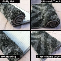 Luxe Home International Tokyo Crosswave Bathmat Microfiber Anti Skid Super Soft 1 Pieces ( Grey, 45 Cm x 75 Cm ) - 45x75 cm, Grey