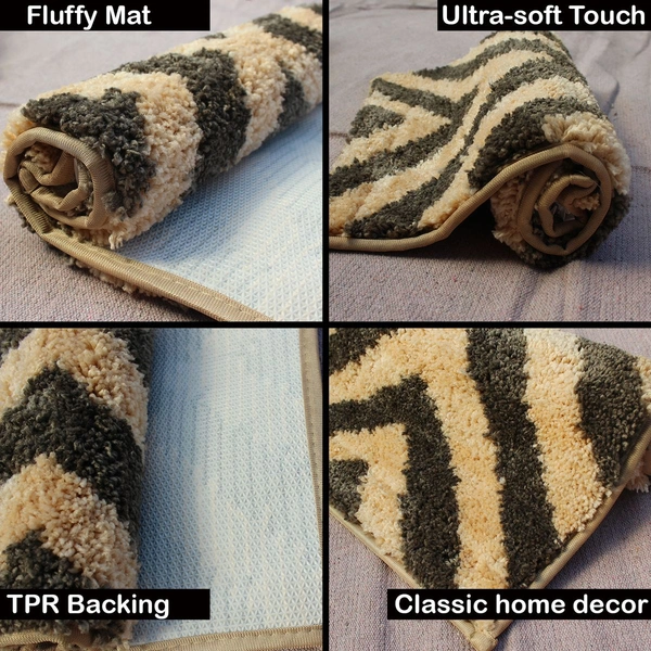 Luxe Home International Tokyo Crosswave Bathmat Microfiber Anti Skid Super Soft 1 Pieces ( Chocolate, 45 Cm x 75 Cm ) - 45x75 cm, Chocolate