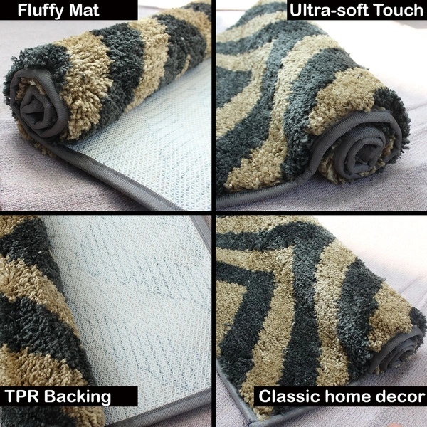 Luxe Home International Tokyo Crosswave Bathmat Microfiber Anti Skid Super Soft 1 Pieces ( Anti Gold, 45 Cm x 75 Cm ) - 45x75 cm, Anti Gold