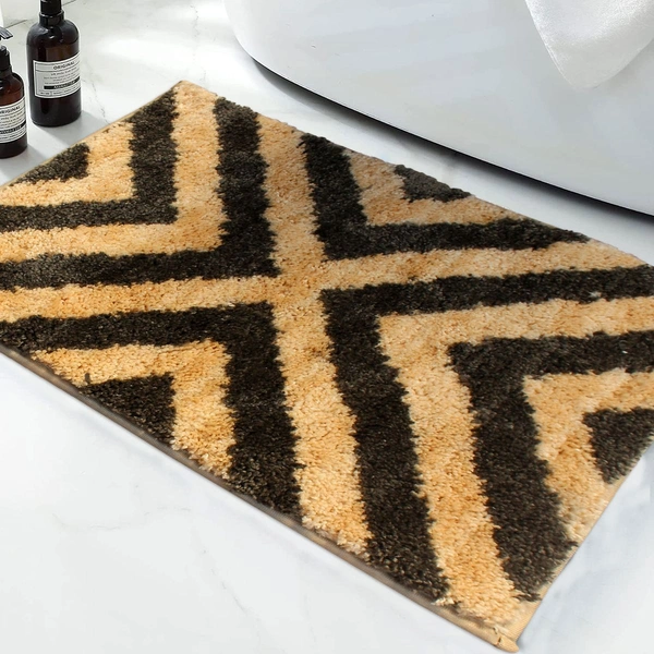 Luxe Home International Tokyo Crosswave Bathmat Microfiber Anti Skid Super Soft 1 Pieces ( Chocolate, 45 Cm x 75 Cm ) - 45x75 cm, Chocolate