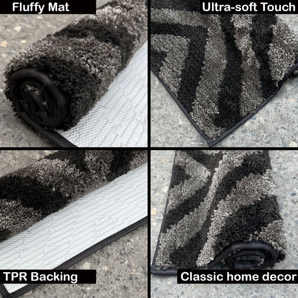 Luxe Home International Tokyo Crosswave Bathmat Microfiber Anti Skid Super Soft 1 Pieces ( Anthra, 45 Cm x 75 Cm ) - 45x75 cm, Anthra