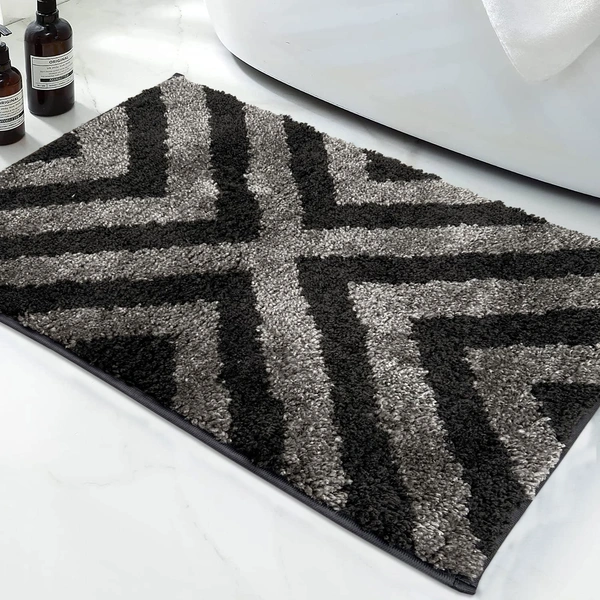 Luxe Home International Tokyo Crosswave Bathmat Microfiber Anti Skid Super Soft 1 Pieces ( Anthra, 45 Cm x 75 Cm ) - 45x75 cm, Anthra