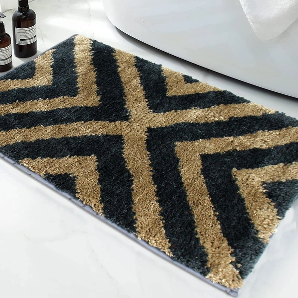 Luxe Home International Tokyo Crosswave Bathmat Microfiber Anti Skid Super Soft 1 Pieces ( Anti Gold, 45 Cm x 75 Cm ) - 45x75 cm, Anti Gold