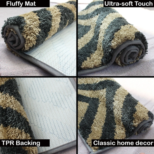 Luxe Home International Tokyo Crosswave Bathmat Microfiber Anti Skid Super Soft 1 Pieces ( Anti Gold, 45 Cm x 75 Cm ) - 45x75 cm, Anti Gold