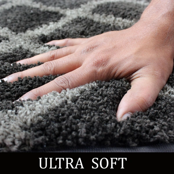 Luxe Home International Tokyo Diamond Bathmat Microfiber Anti Skid Super Soft 1 Pieces ( Anthra, 45 Cm x 75 Cm ) - 45x75 cm, Anthra