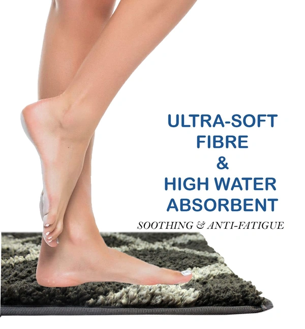 Luxe Home International Tokyo Diamond Bathmat Microfiber Anti Skid Super Soft 1 Pieces ( Anthra, 45 Cm x 75 Cm ) - 45x75 cm, Anthra