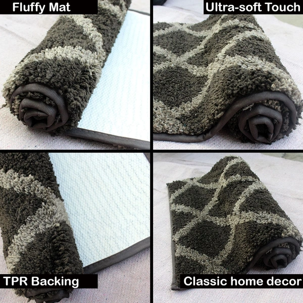 Luxe Home International Tokyo Diamond Bathmat Microfiber Anti Skid Super Soft 1 Pieces ( Anthra, 45 Cm x 75 Cm ) - 45x75 cm, Anthra