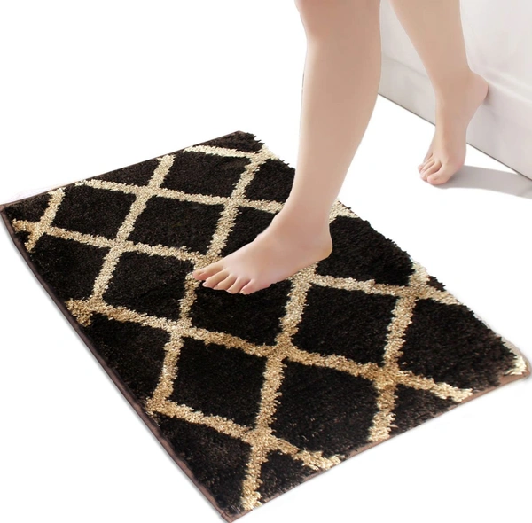Luxe Home International Tokyo Diamond Bathmat Microfiber Anti Skid Super Soft 1 Pieces ( Coffee, 45 Cm x 75 Cm ) - 45x75 cm, Coffee