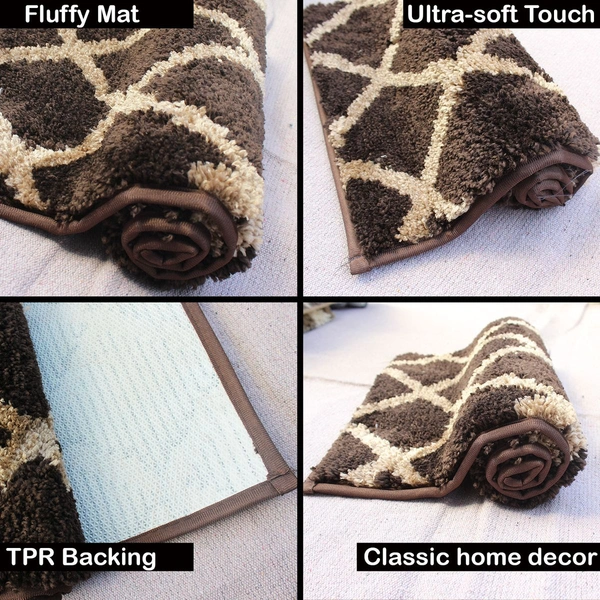 Luxe Home International Tokyo Diamond Bathmat Microfiber Anti Skid Super Soft 1 Pieces ( Coffee, 45 Cm x 75 Cm ) - 45x75 cm, Coffee